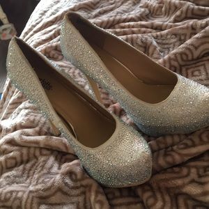 Silver badazzled heels